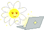A flower cheerfully typing