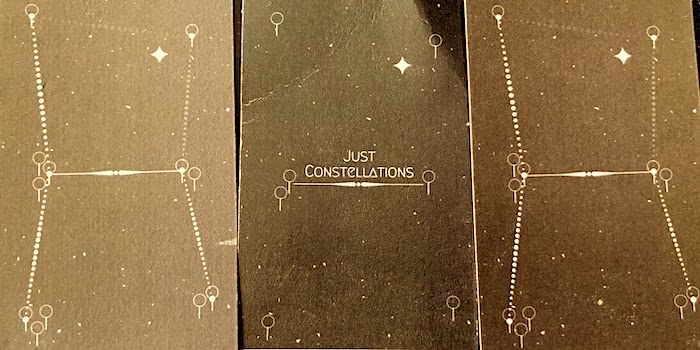 Three slides illustrating a connection between stars forming in 'Just Constellations.'