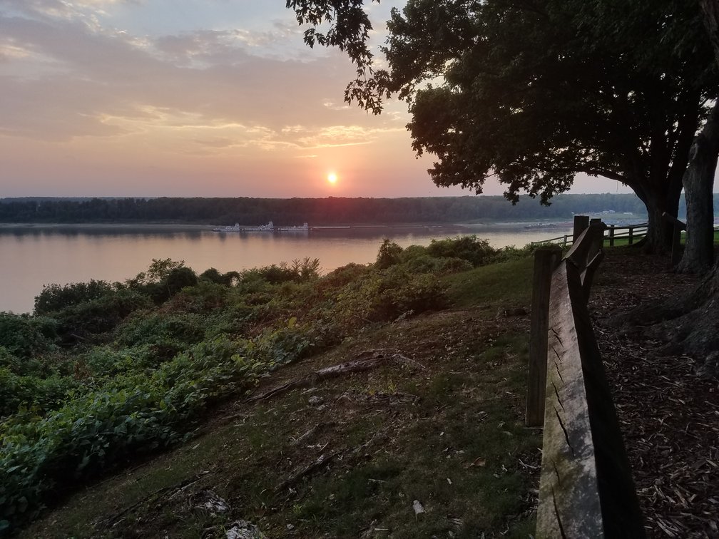 Sunset over the Mississippi after the total eclipse